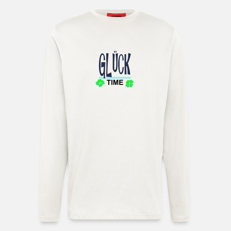 Glück-Time Neon mit Kleeblättern - Langarmshirt - made by SPREAD  - OFF WHITE