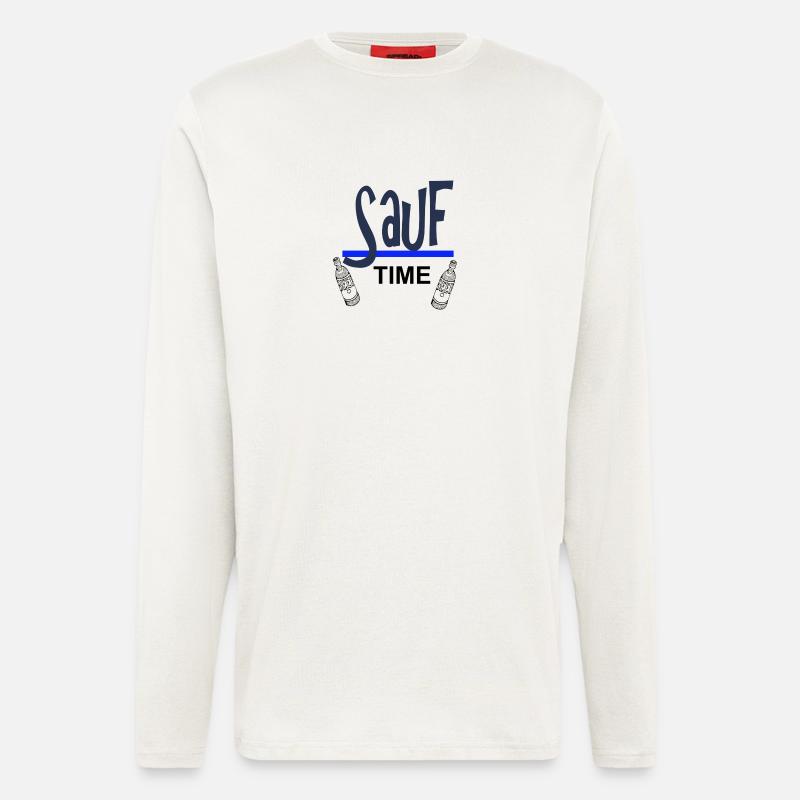 Sauf-Time-Logo mit Blauer Unterstreichung - Langarmshirt - made by SPREAD  - OFF WHITE