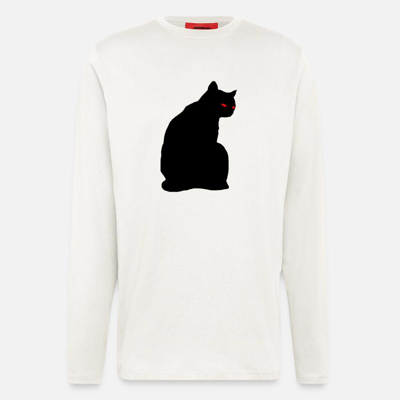 Schwarze Katze - Langarmshirt - made by SPREAD - OFF WHITE
