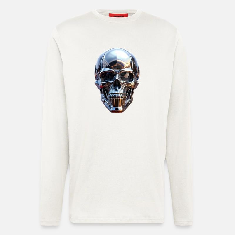 Chrom Schädel - Langarmshirt - made by SPREAD  - OFF WHITE