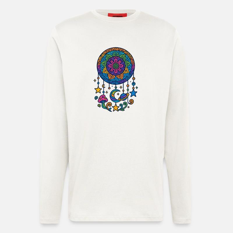 Psychedelischer Traumfänger im Universum - Langarmshirt - made by SPREAD  - OFF WHITE