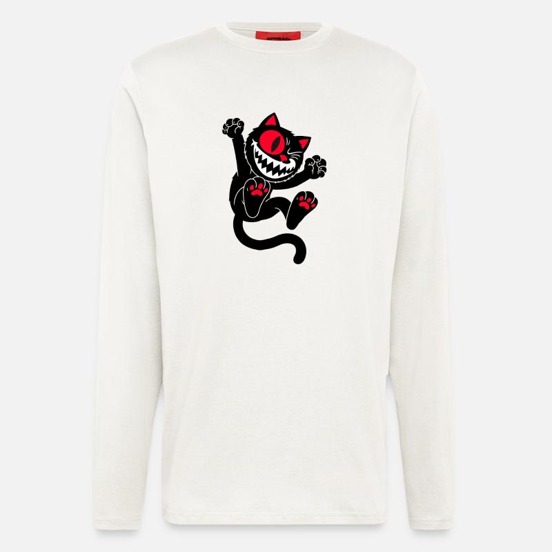 Springende Katze - Langarmshirt - made by SPREAD  - OFF WHITE