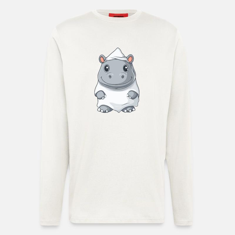 Nilpferd Halloween Geist - Langarmshirt - made by SPREAD  - OFF WHITE