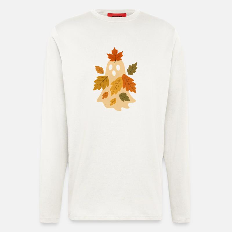 Herbstgeist mit Blättern - Langarmshirt - made by SPREAD  - OFF WHITE