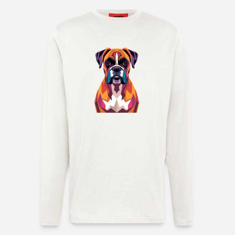 Farbenfroher geometrischer Boxerhund - Langarmshirt - made by SPREAD  - OFF WHITE