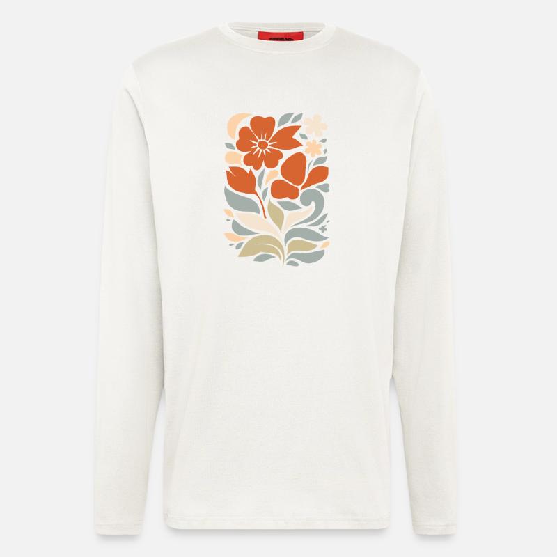 Abstraktes Blumen Muster Illustration - Langarmshirt - made by SPREAD  - OFF WHITE