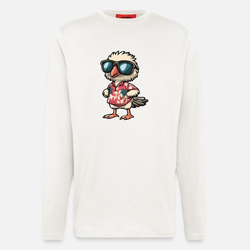 Strauß Comic Urlaub - Langarmshirt - made by SPREAD  - OFF WHITE