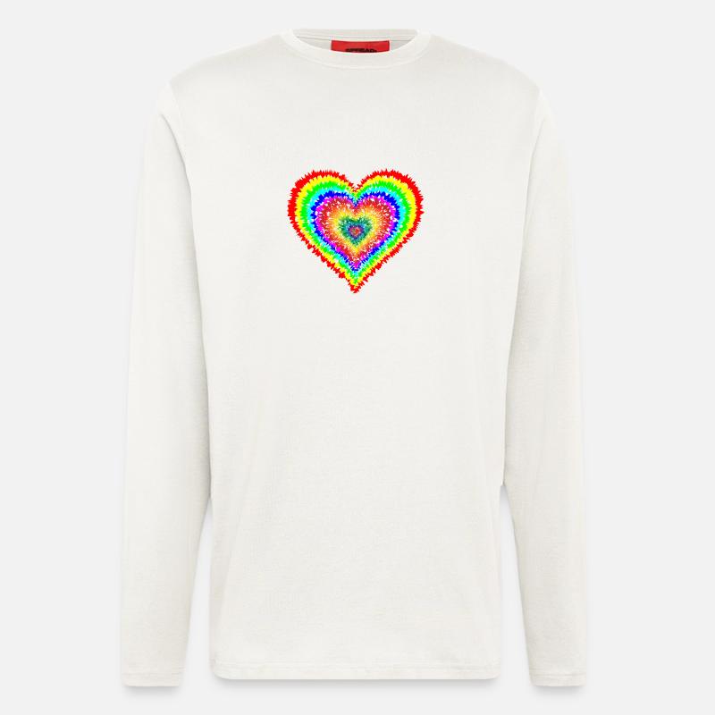 Regenbogen herz - Langarmshirt - made by SPREAD  - OFF WHITE