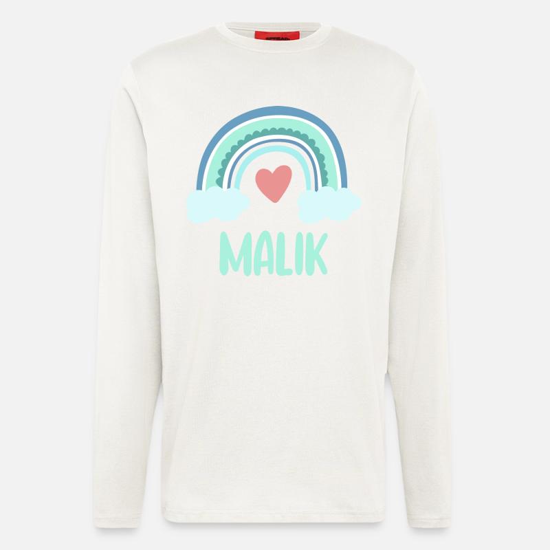 Malik Name Regenbogen Baby - Langarmshirt - made by SPREAD  - OFF WHITE
