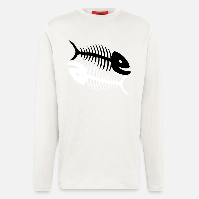 Smiling Fish Bones - Longsleeve - made by SPREAD  - OFF WHITE