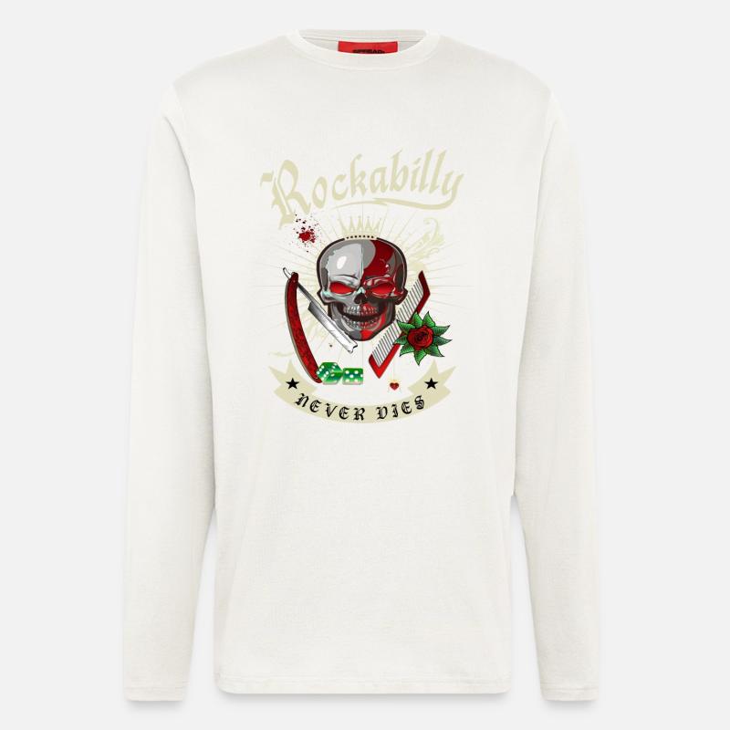 Rockabilly Skull - Longsleeve - made by SPREAD  - OFF WHITE