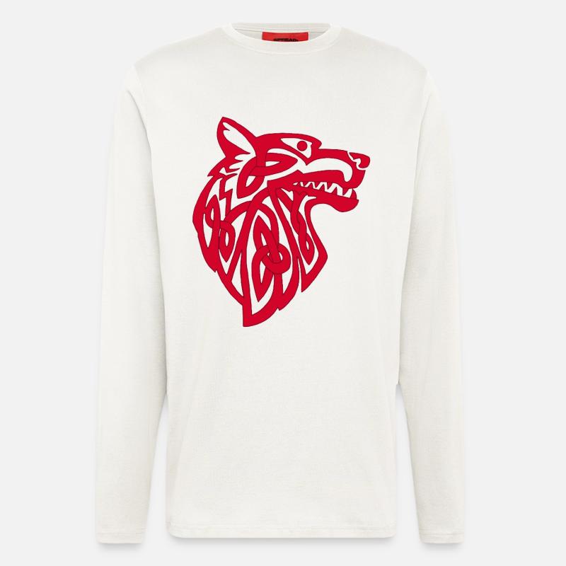 Wikinger Roter Wolf - Langarmshirt - made by SPREAD  - OFF WHITE