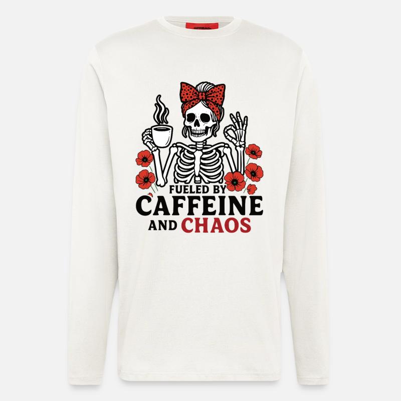 Mutter Koffein Mutter Skelett Kaffee - Langarmshirt - made by SPREAD  - OFF WHITE