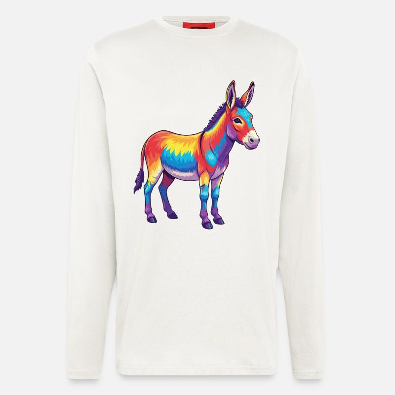 Bunte Eselregenbogen-Pop-Art-Aquarell - Langarmshirt - made by SPREAD  - OFF WHITE