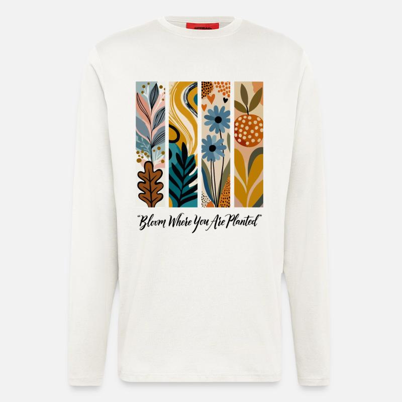 Blühende Botanische Panel-Collage - Langarmshirt - made by SPREAD  - OFF WHITE