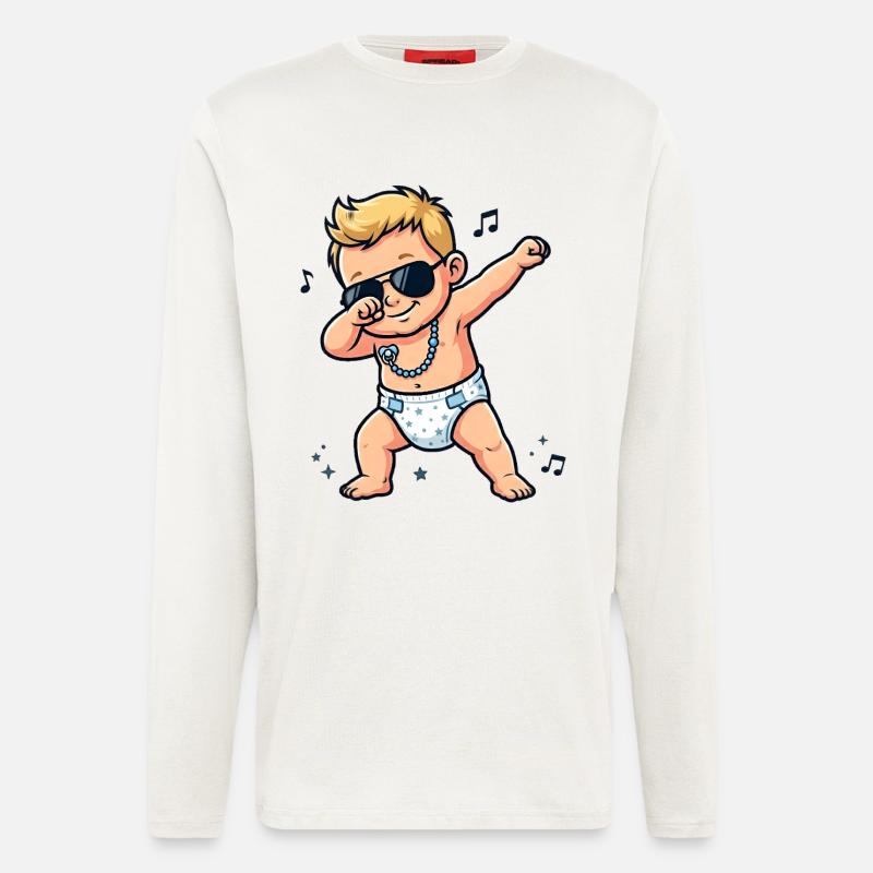 Bébé mignon – Garçon blond - Manches longues bio décontracté fabriqué en UE - OFF WHITE