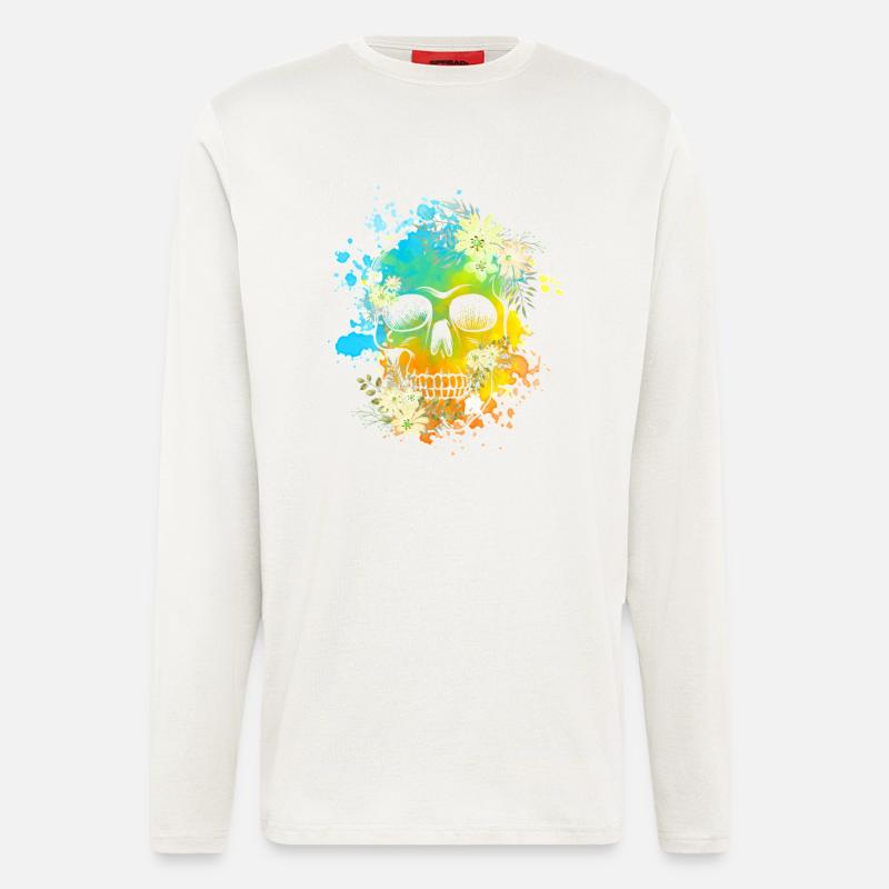 Skull Blumen - Langarmshirt - made by SPREAD  - OFF WHITE