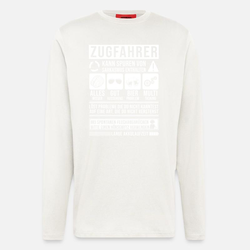 Zugfahrer Spruch lustig - Langarmshirt - made by SPREAD - OFF WHITE