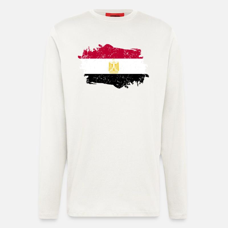 Egypte Drapeau Grunge Egypte Drapeau - Manches longues bio décontracté fabriqué en UE - OFF WHITE