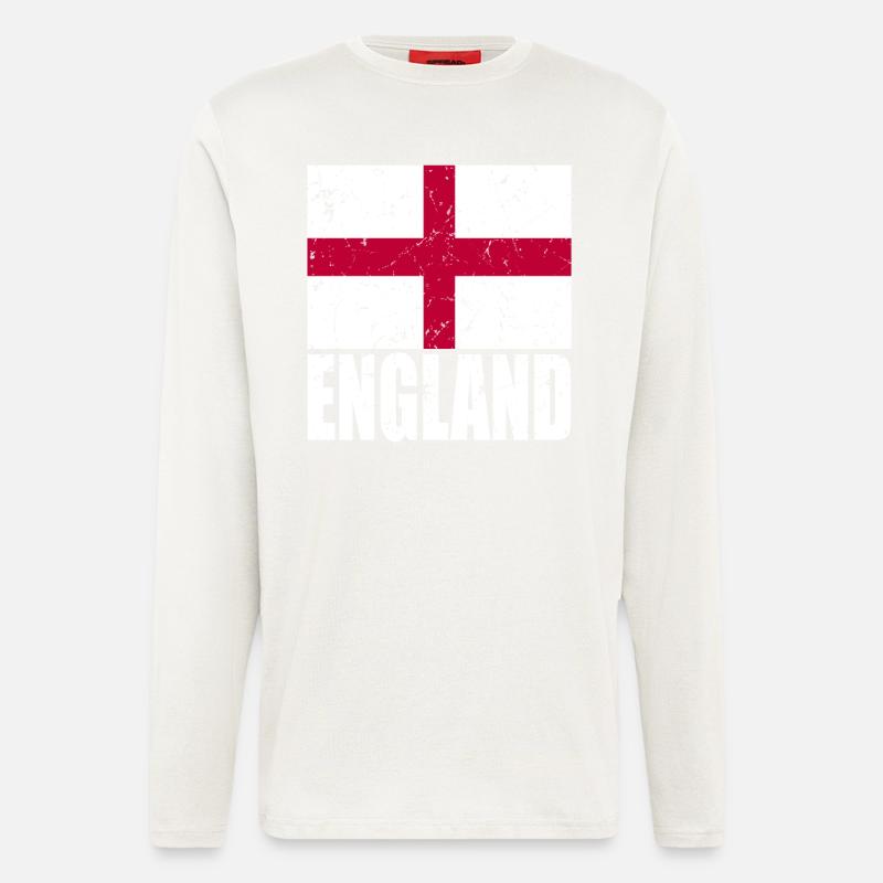 Drapeau de l’Angleterre - Manches longues bio décontracté fabriqué en UE - OFF WHITE
