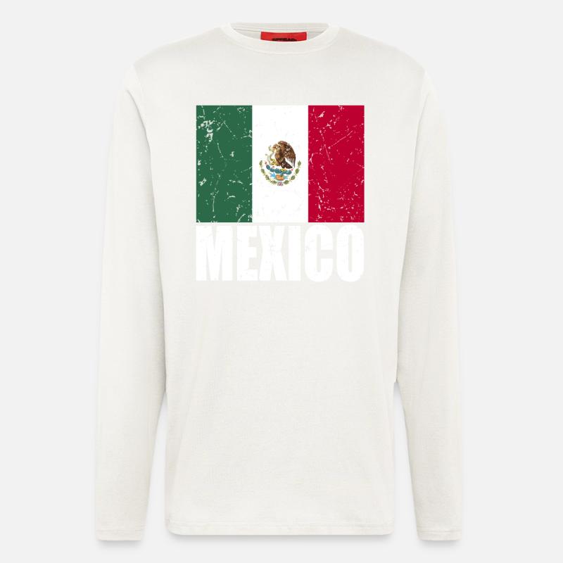 Mexiko Fahne - Langarmshirt - made by SPREAD  - OFF WHITE