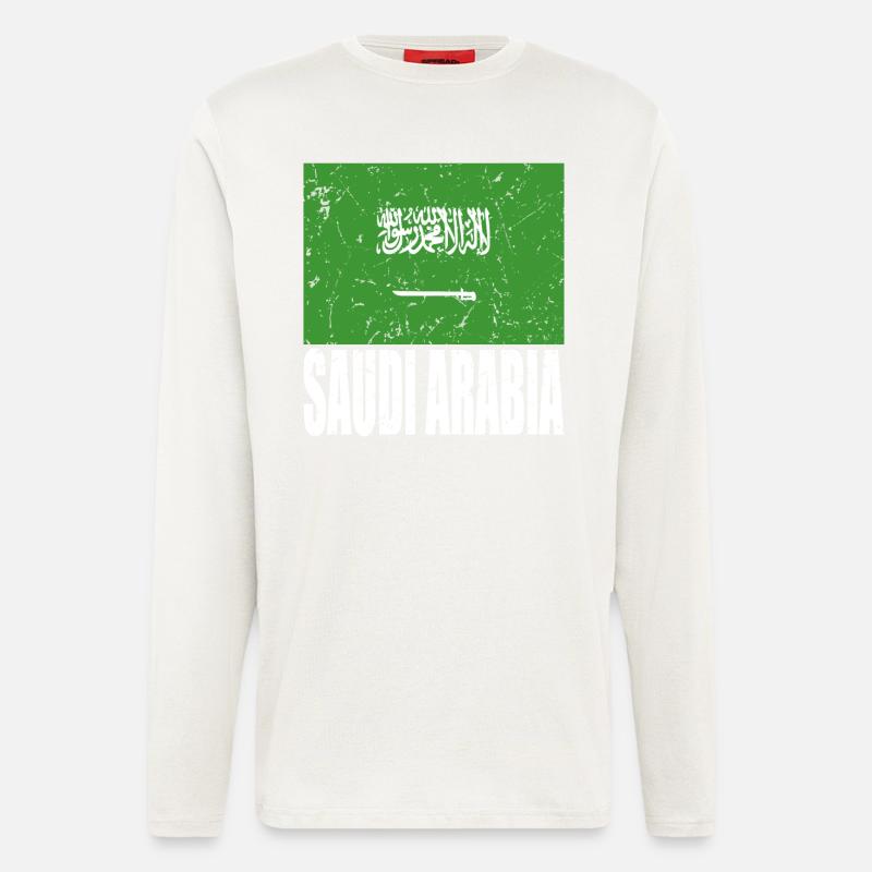 Drapeau de l’Arabie saoudite - Manches longues bio décontracté fabriqué en UE - OFF WHITE