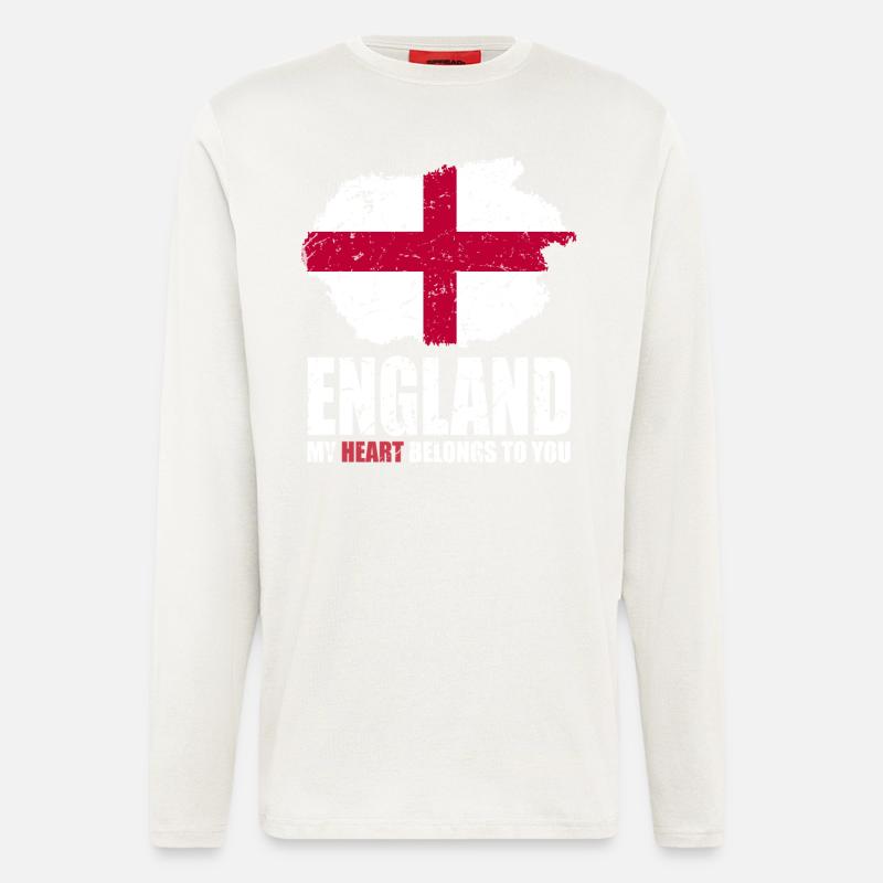 Drapeau de l’Angleterre - Manches longues bio décontracté fabriqué en UE - OFF WHITE