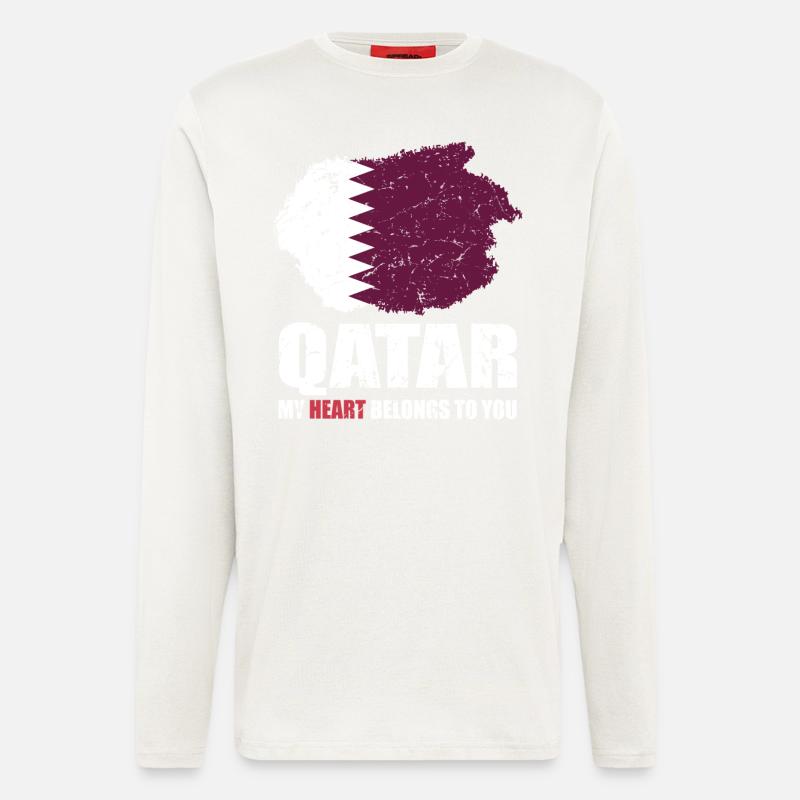 Katar Fahne - Langarmshirt - made by SPREAD - OFF WHITE