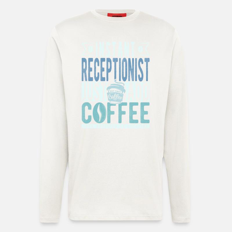 Café de réceptionniste disant - Manches longues bio décontracté fabriqué en UE - OFF WHITE