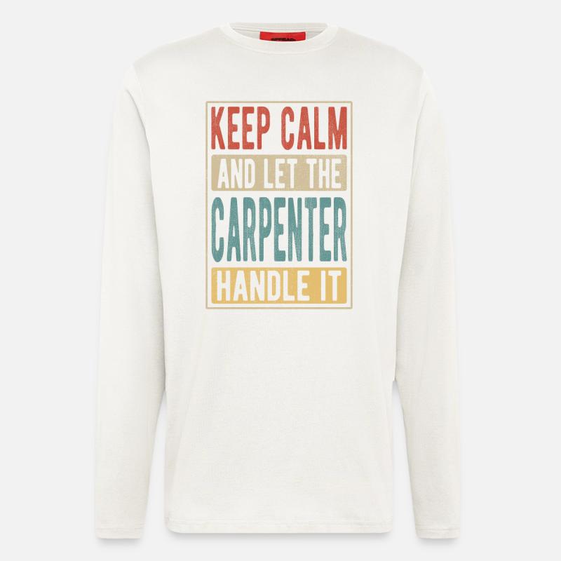 Cadeau rétro de charpentier - Manches longues bio décontracté fabriqué en UE - OFF WHITE