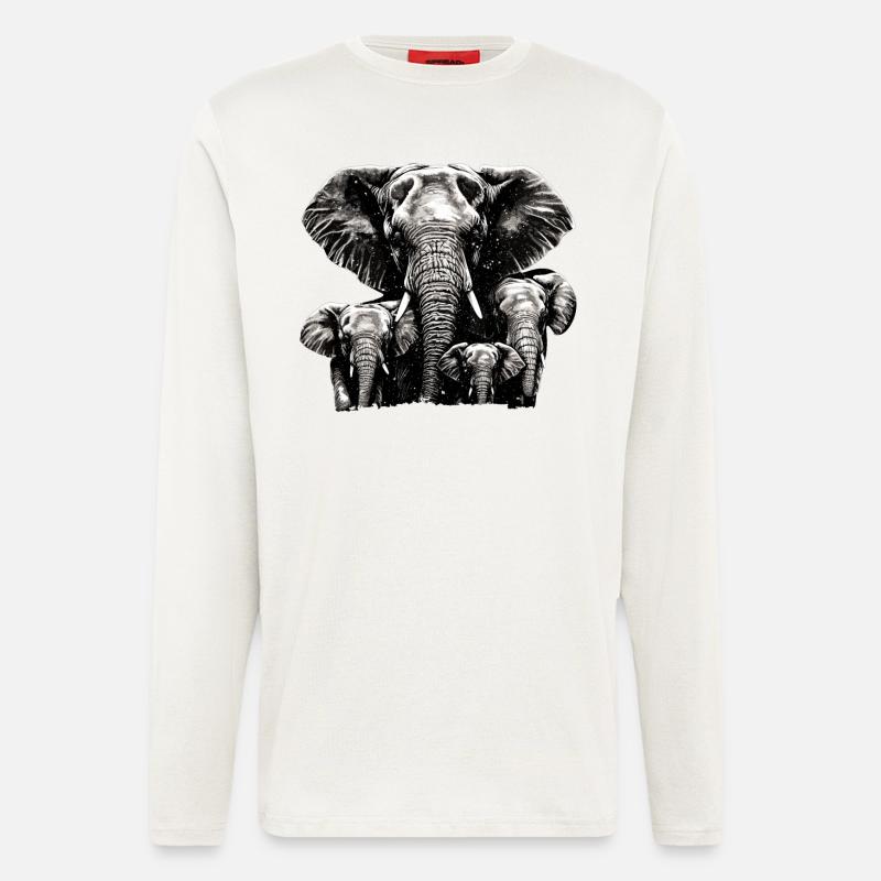 Elephant Daddy 3 children - Longsleeve - made by SPREAD  - OFF WHITE
