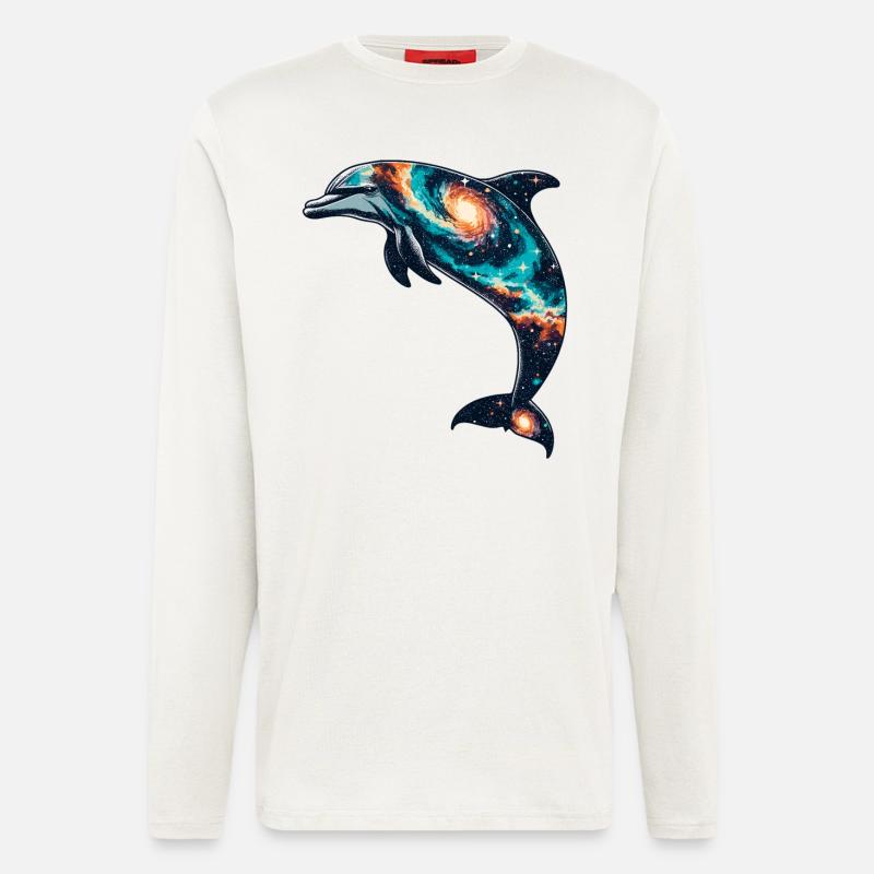 Dolphin Space Galaxy Universe - Longsleeve - made by SPREAD - OFF WHITE