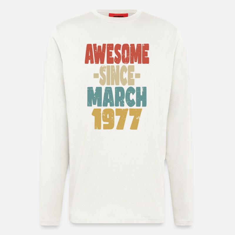 Génial mars 1977 - Manches longues bio décontracté fabriqué en UE - OFF WHITE