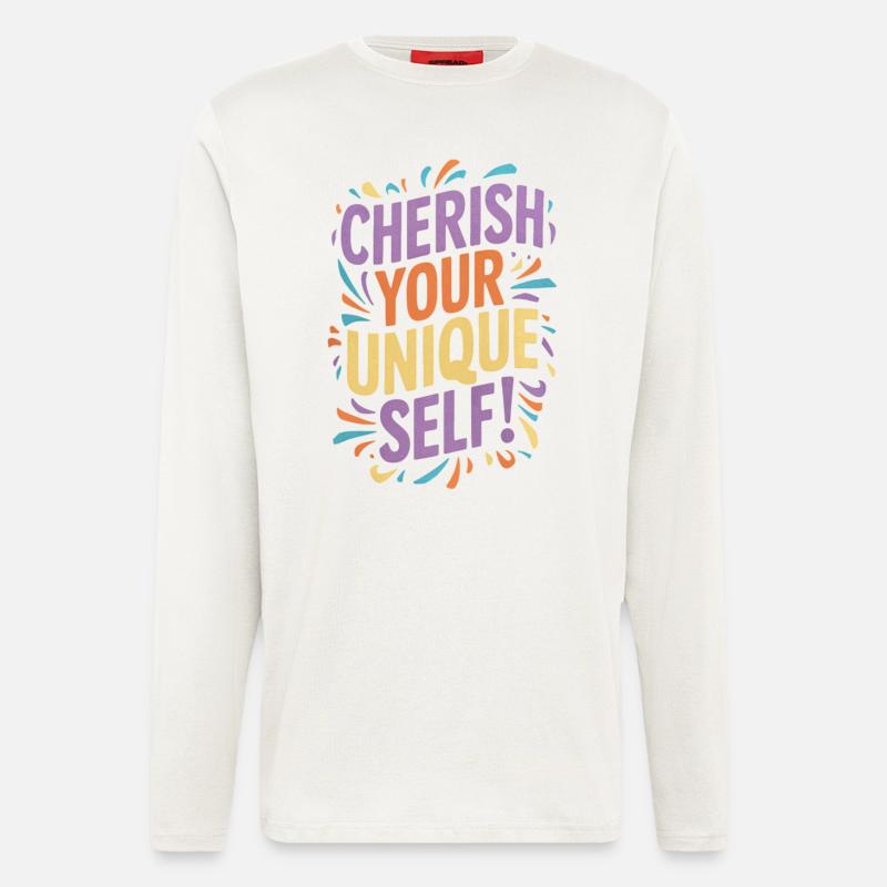 Cherish Your Unique Self Botschaft - Langarmshirt - made by SPREAD  - OFF WHITE