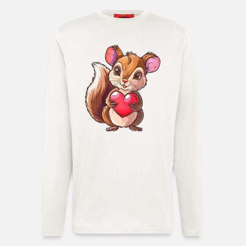 Cute Squirrel Holding a Heart - Longsleeve - made by SPREAD  - OFF WHITE