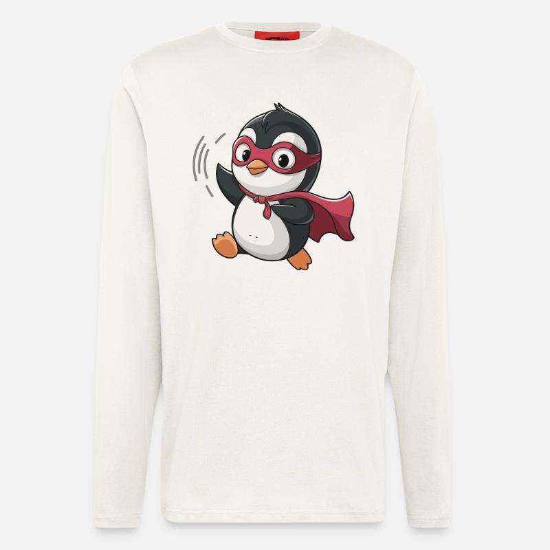 Niedlicher Superheld Pinguin Mit Cape - Langarmshirt - made by SPREAD - OFF WHITE