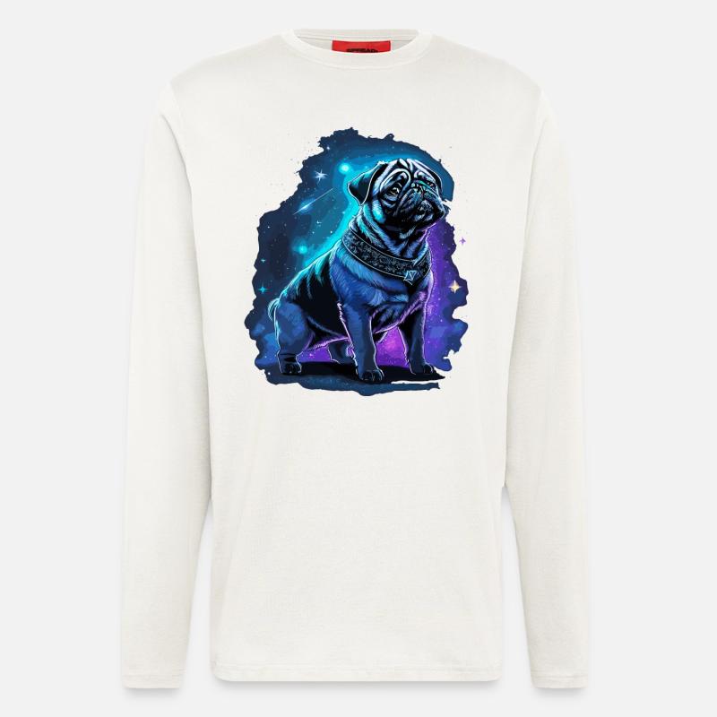 Neon Mops Hund Mitternachtszauber - Langarmshirt - made by SPREAD  - OFF WHITE