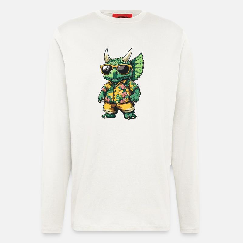 Dinosaurier triceratops Comic Urlaub - Langarmshirt - made by SPREAD  - OFF WHITE