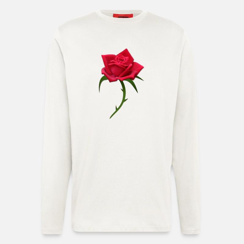 Rose rote Rose rote Rosen - Langarmshirt - made by SPREAD  - OFF WHITE