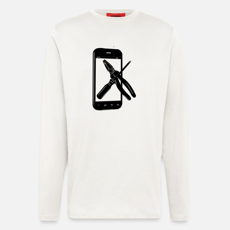 Smartphone with tools - Longsleeve - made by SPREAD  - OFF WHITE