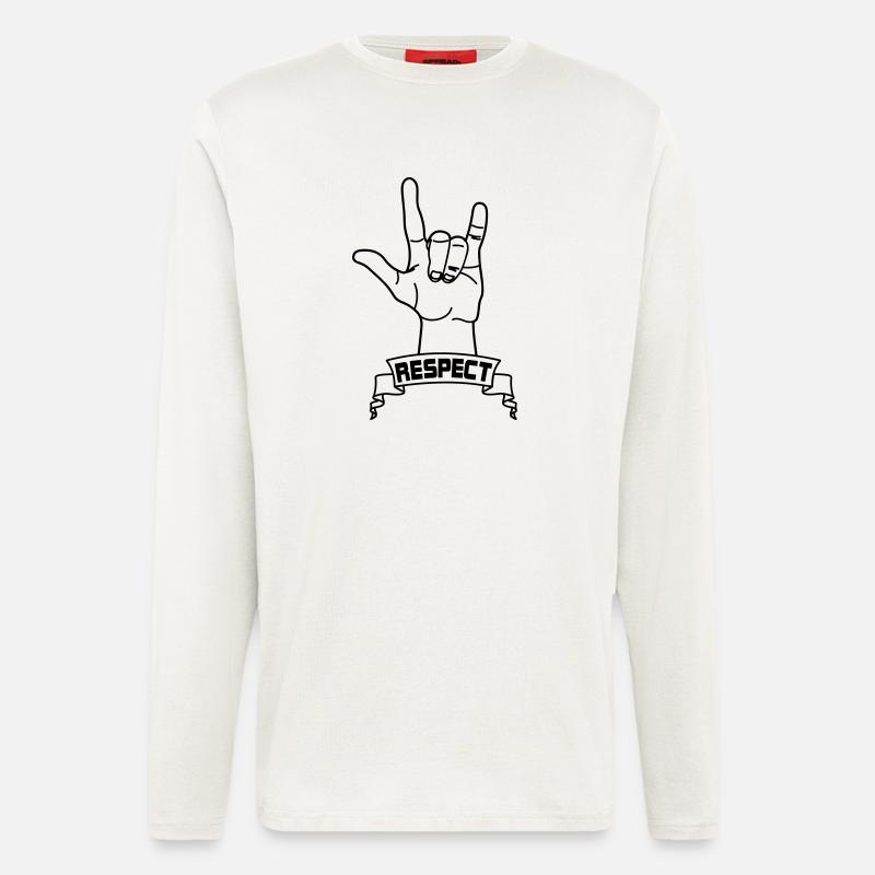 Hand gesture respect with text RESPECT - Longsleeve - made by SPREAD  - OFF WHITE