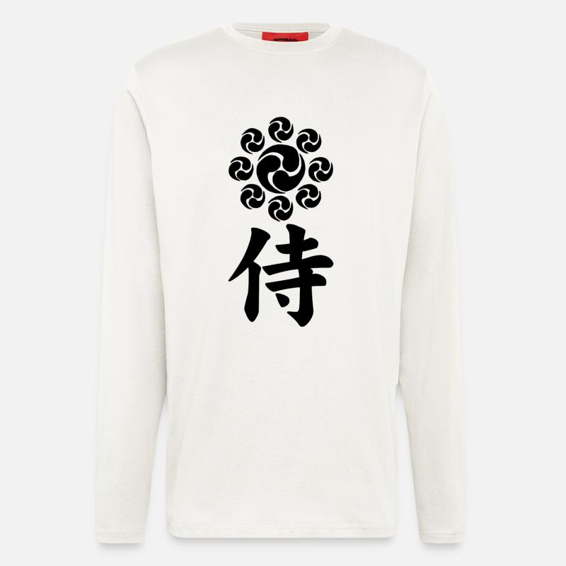Samurai-Emblem des Uesugi-Clans (schwarz) - Langarmshirt - made by SPREAD  - OFF WHITE