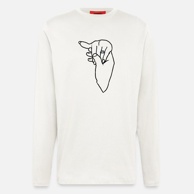 Verlobungs-Ehering-Hand - Langarmshirt - made by SPREAD  - OFF WHITE