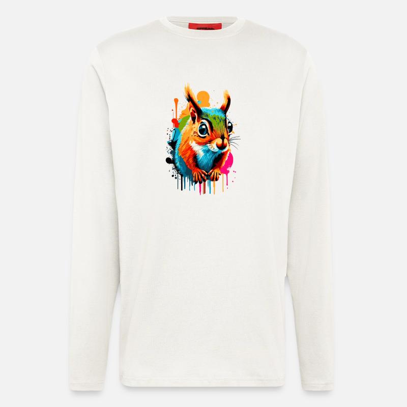 Eichhörnchen Sciurus - Squirrel Farbenfroh - Langarmshirt - made by SPREAD  - OFF WHITE