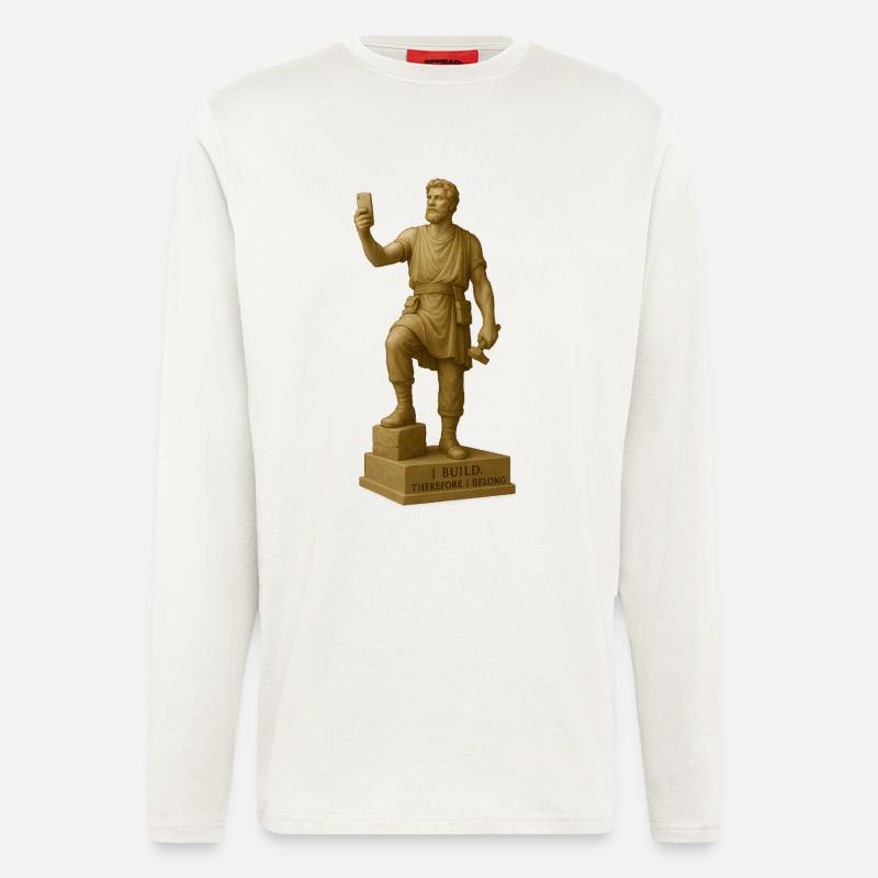 Antike Philosophen Skulptur mit Zitat - Langarmshirt - made by SPREAD  - OFF WHITE