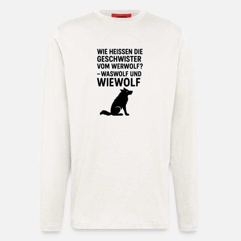 werwolf witziger spruch kinder grundschule - Langarmshirt - made by SPREAD  - OFF WHITE