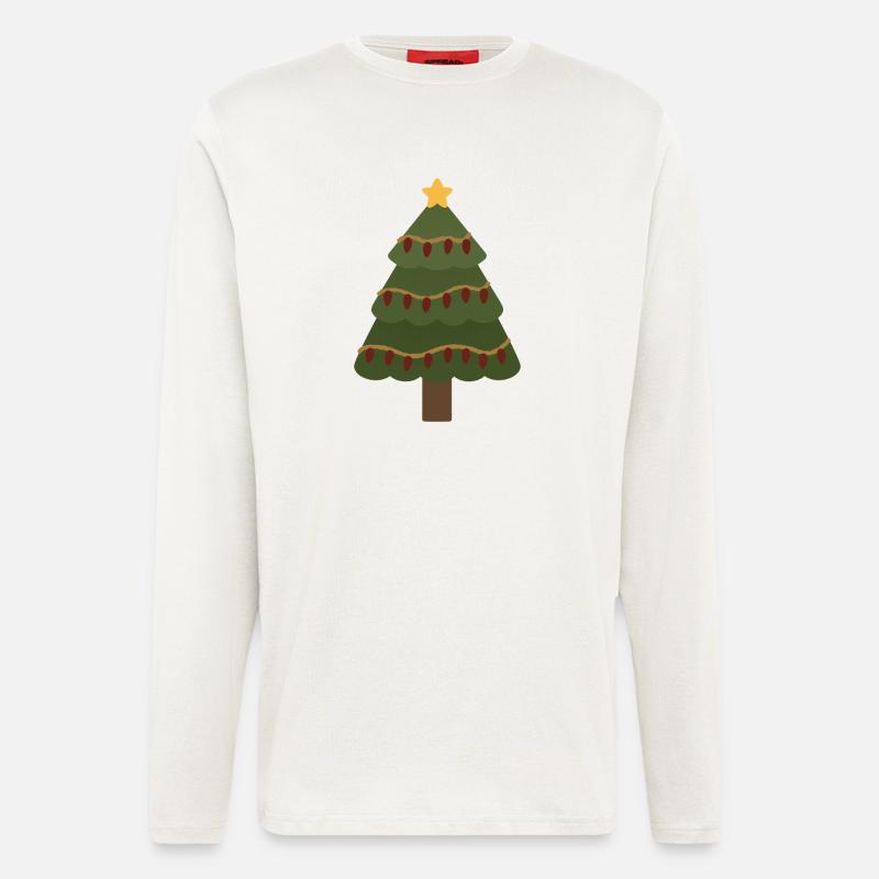 Gemütlicher Weihnachtsbaum mit Girlandenlichtern - Langarmshirt - made by SPREAD  - OFF WHITE