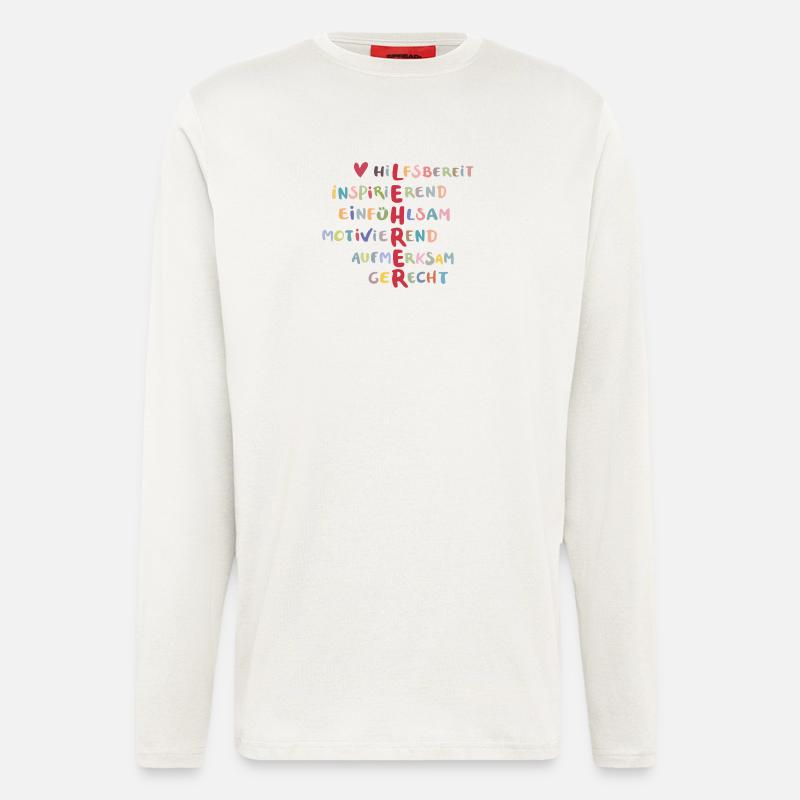 Farbenfrohe Werte Collage – Hilfsbereit - Langarmshirt - made by SPREAD  - OFF WHITE