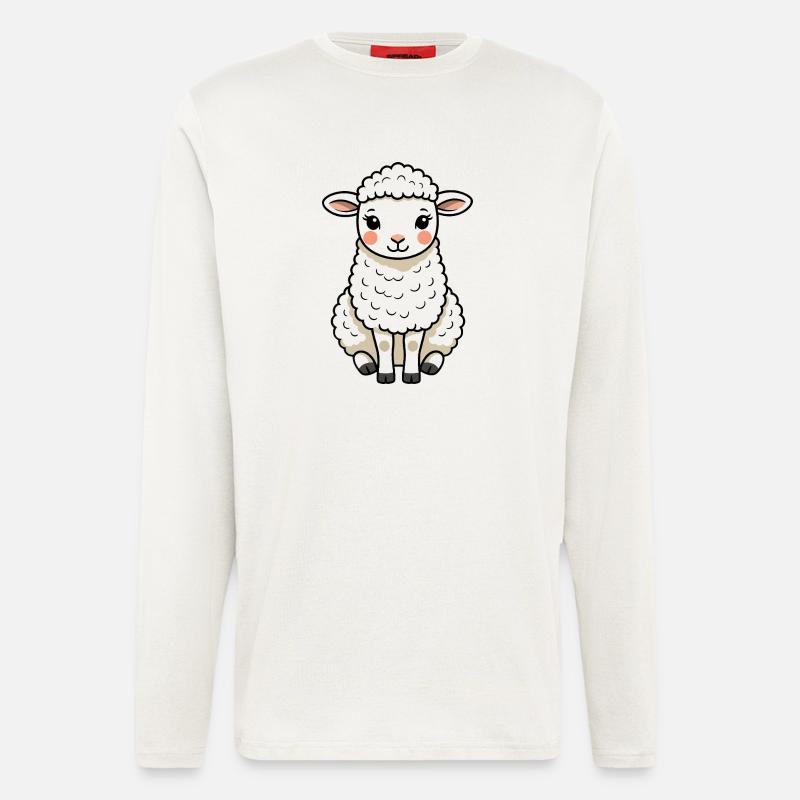Mouton mignon, mignon - Manches longues bio décontracté fabriqué en UE - OFF WHITE