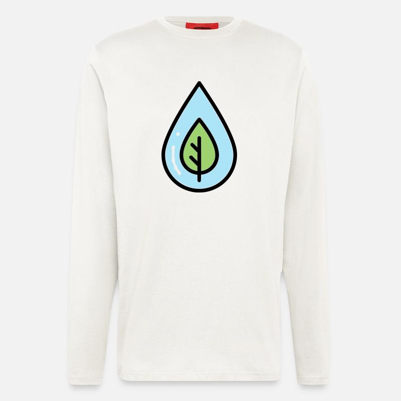 Éco de feuilles à goutte d’eau - Manches longues bio décontracté fabriqué en UE - OFF WHITE